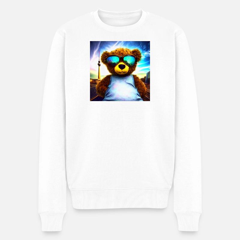 Teddy in Berlin I - Männer Premium Bio Pullover - Weiß