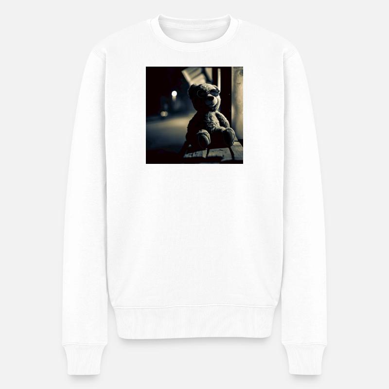 Teddy Noir - Männer Premium Bio Pullover - Weiß