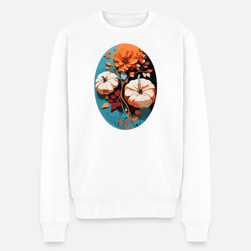 Citrouille avec fleurs - Pull Premium bio Homme - blanc