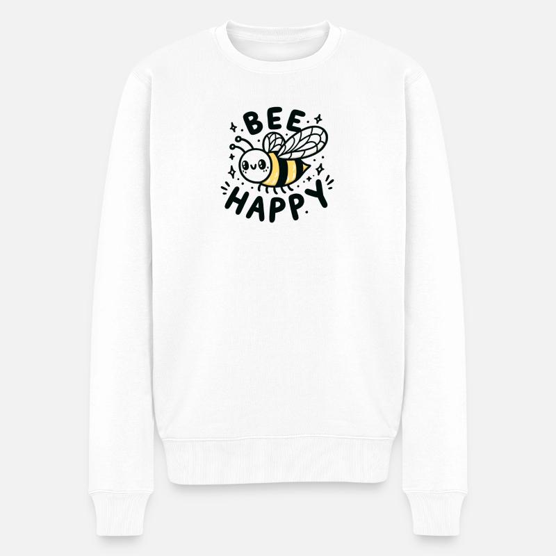 Bee Happy - Männer Premium Bio Pullover - Weiß