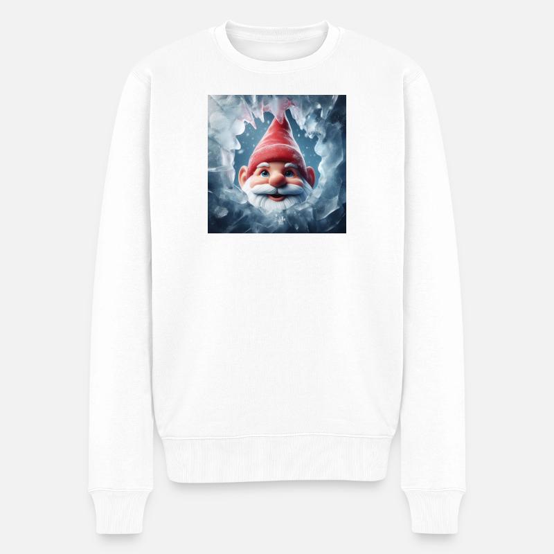 Gnome regardant à travers la glace - Pull Premium bio Homme - blanc