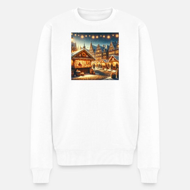 Weihnachtsmarkt - Männer Premium Bio Pullover - Weiß