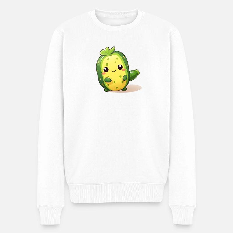 Cactus Kawaii dansant Concombre Mâle - Pull Premium bio Homme - blanc