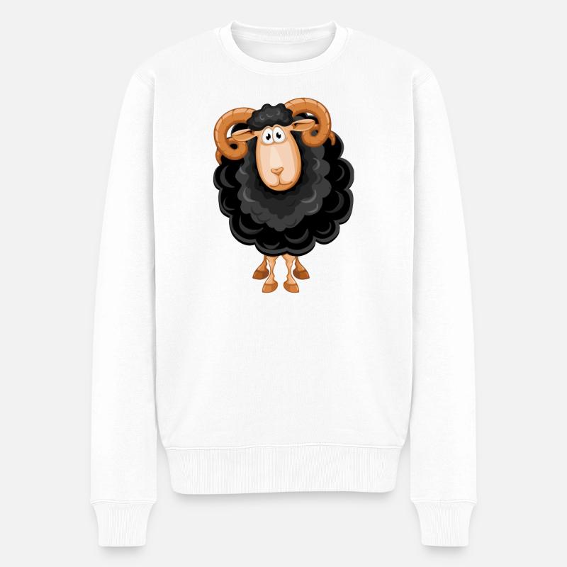 Schafe, Schwarzes Schaf, Schaf Humor - Männer Premium Bio Pullover - Weiß