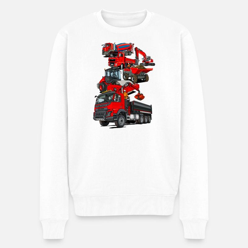 Baustellenfahrzeuge - Männer Premium Bio Pullover - Weiß