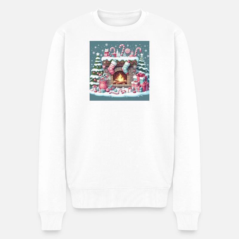 Weihnachts Design 5 - Männer Premium Bio Pullover - Weiß