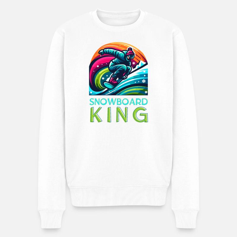 Lebendiges Snowboarden KIng Warrior Illustration - Männer Premium Bio Pullover - Weiß