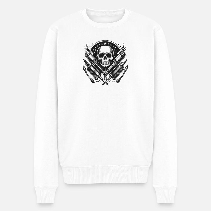 Conception de crâne de motard 1 - Pull Premium bio Homme - blanc