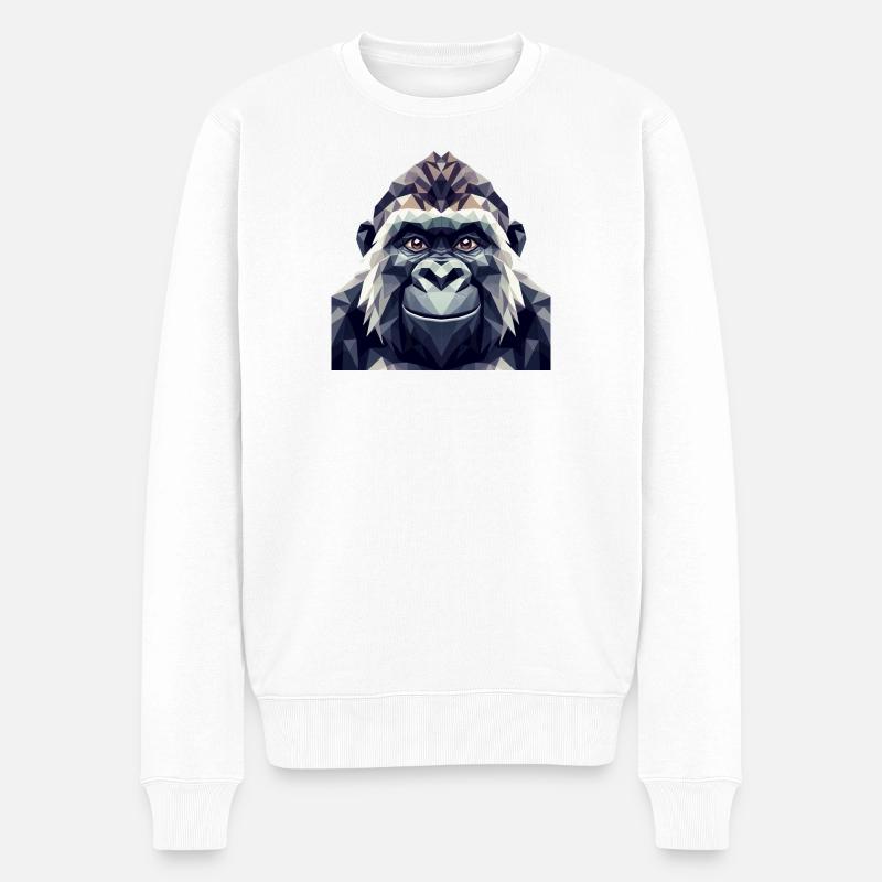 Ein Affe im Polygon-Stil - Männer Premium Bio Pullover - Weiß