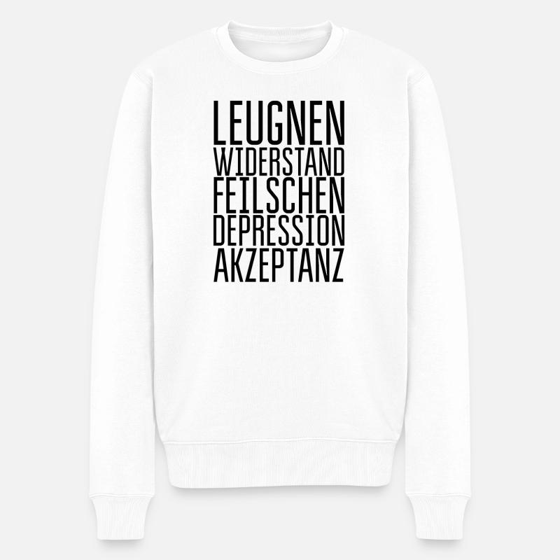 Fünf Phasen der Trauer - Männer Premium Bio Pullover - Weiß