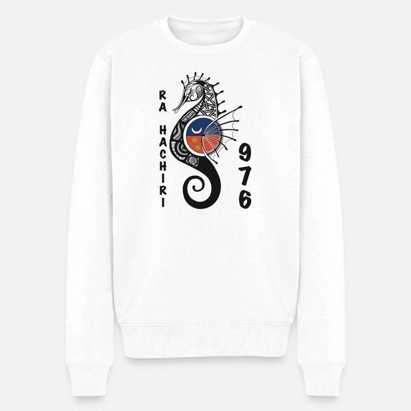 Hibiscus Seiche Turtle Illustration - Pull Premium bio Homme - blanc