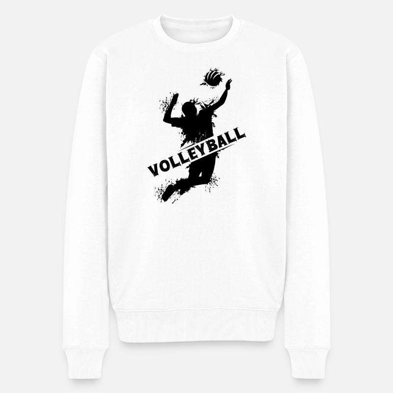 Volleyball explosion joueur beach volley logo - Pull Premium bio Homme - blanc