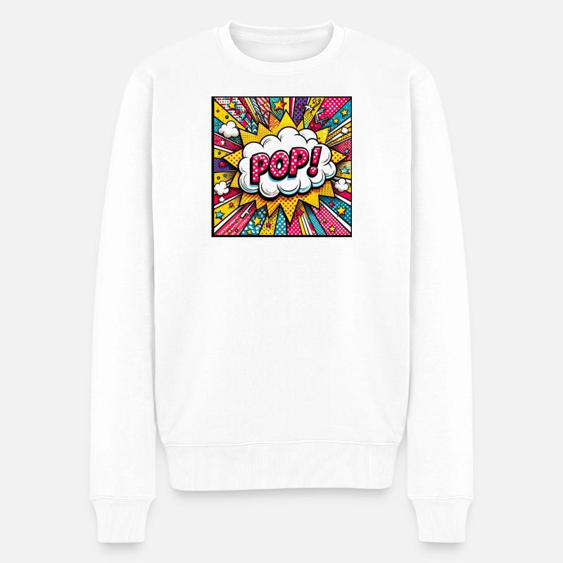 Pop 1 - Männer Premium Bio Pullover - Weiß