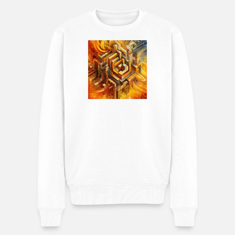 Quadrate 4 - Männer Premium Bio Pullover - Weiß