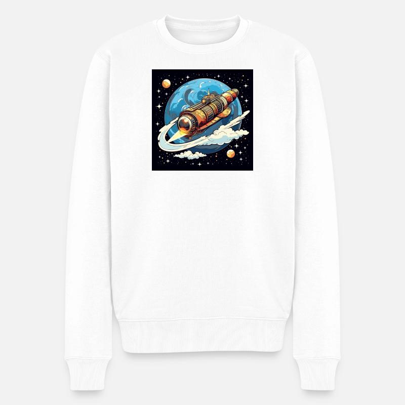 Vol de fusée dans l’espace - Pull Premium bio Homme - blanc