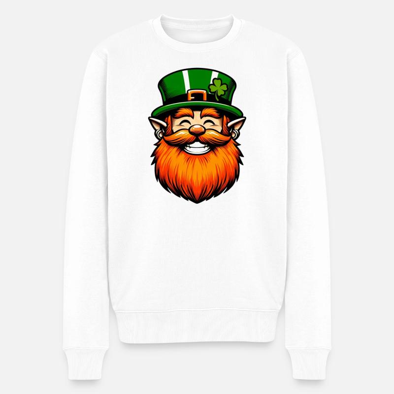 Irischer Kobold Irland - Männer Premium Bio Pullover - Weiß