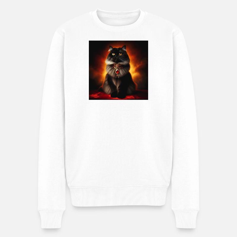 Katze 3 4 - Männer Premium Bio Pullover - Weiß