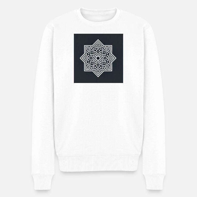 Geometrisches Mandala Design - Männer Premium Bio Pullover - Weiß
