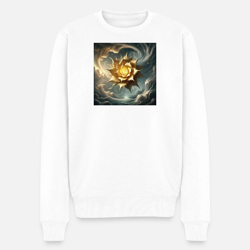 Sonnenblüte im Nebel - Männer Premium Bio Pullover - Weiß