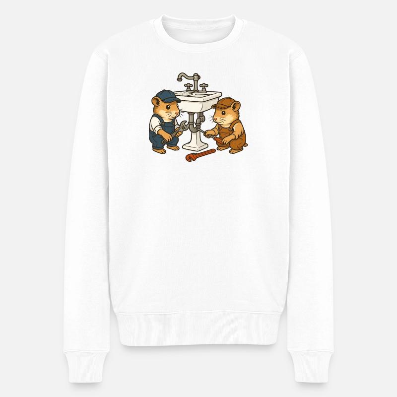 Les hamsters réparent l’évier - Pull Premium bio Homme - blanc