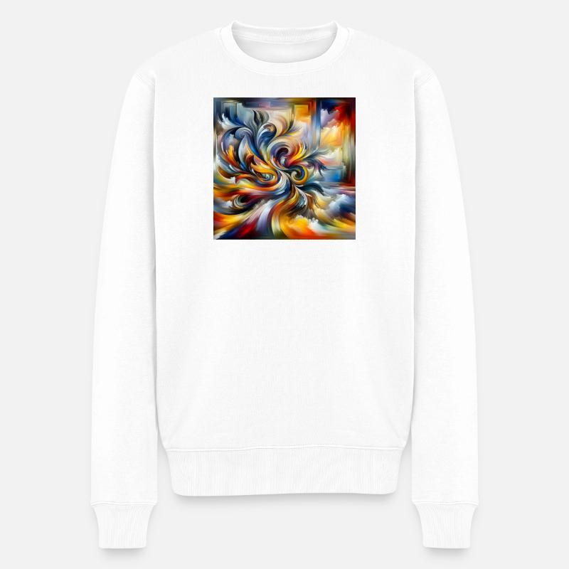 Peinture abstraite tourbillon plume art - Pull Premium bio Homme - blanc