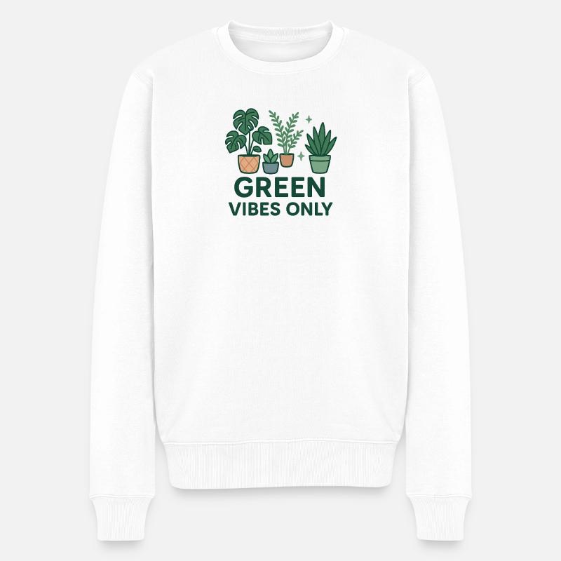 Green Vibes Only - Männer Premium Bio Pullover - Weiß