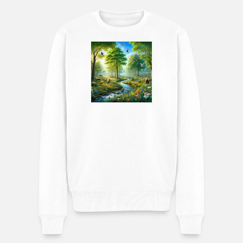 Harmonischer Naturtraum - Männer Premium Bio Pullover - Weiß