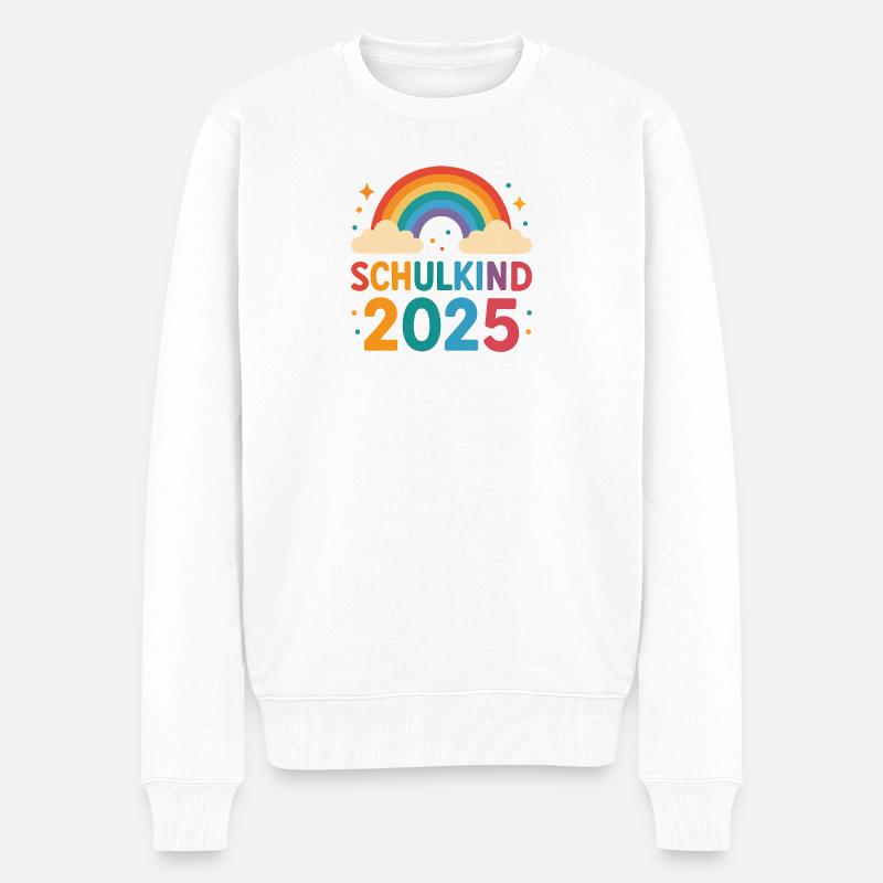 Rainbow Schulkind 2025 Motiv - Männer Premium Bio Pullover - Weiß