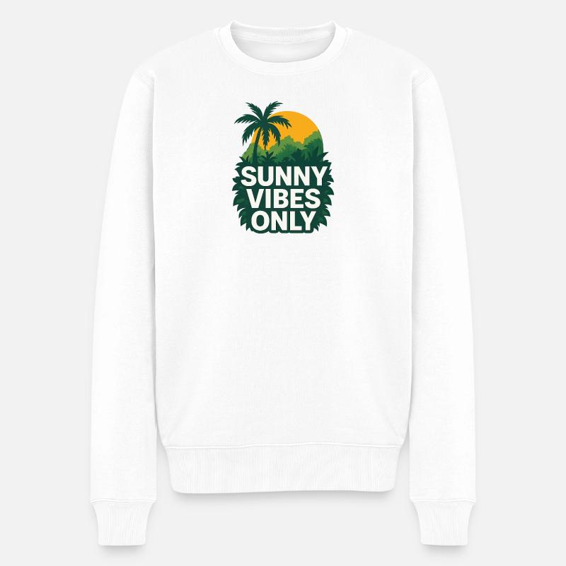 Sonnige Vibes mit Dschungelmotiven - Männer Premium Bio Pullover - Weiß