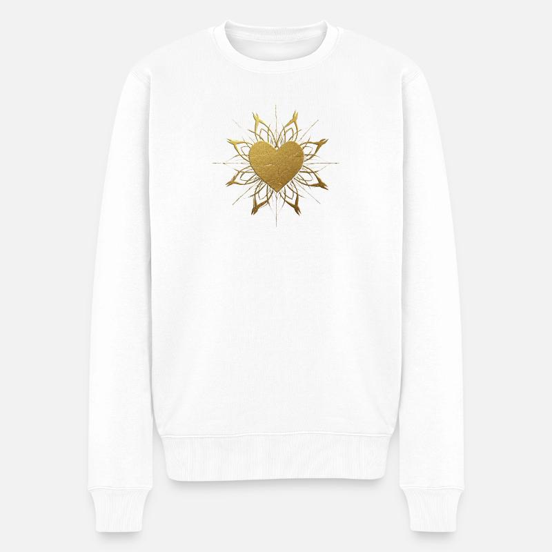 Ornement de coeur doré - Pull Premium bio Homme - blanc