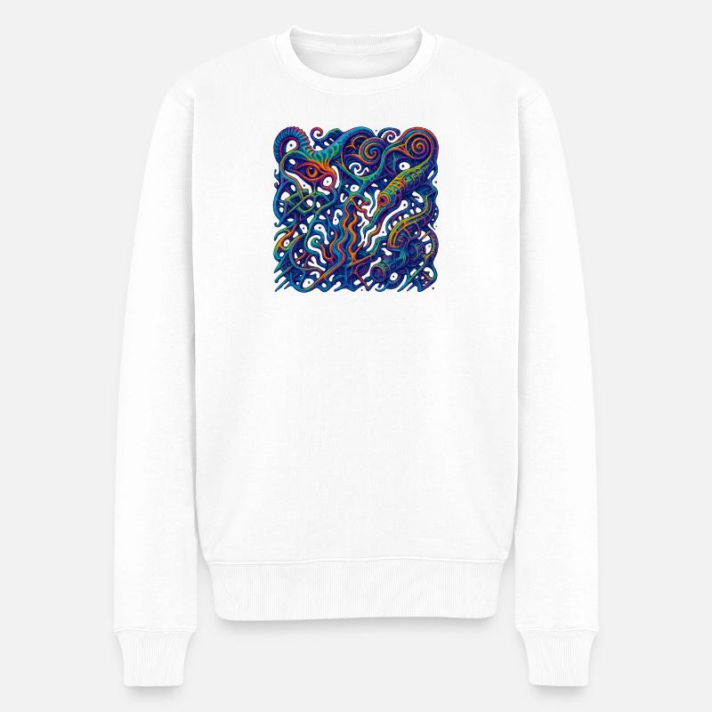Halluzinationsgitter - Männer Premium Bio Pullover - Weiß