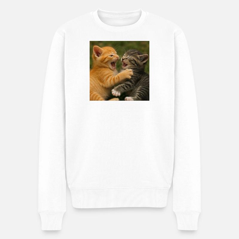 Cousins chats sauvages au combat - Pull Premium bio Homme - blanc