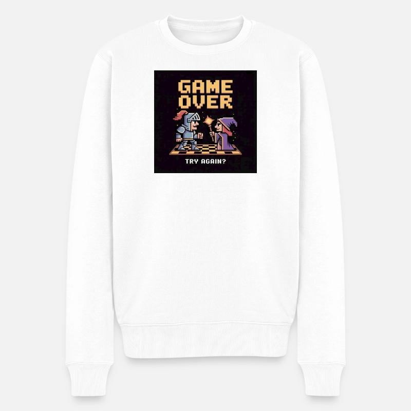 Game Over Pixel Duel Design - Pull Premium bio Homme - blanc