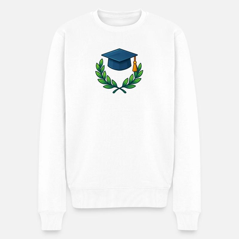 Akademischer Abschluss Kranz Design - Männer Premium Bio Pullover - Weiß