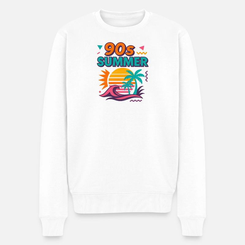 90s Sommer Retro Design - Männer Premium Bio Pullover - Weiß