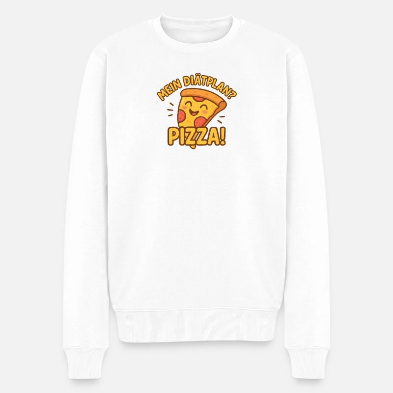 Lustiges Pizzamotiv mit Frage - Männer Premium Bio Pullover - Weiß