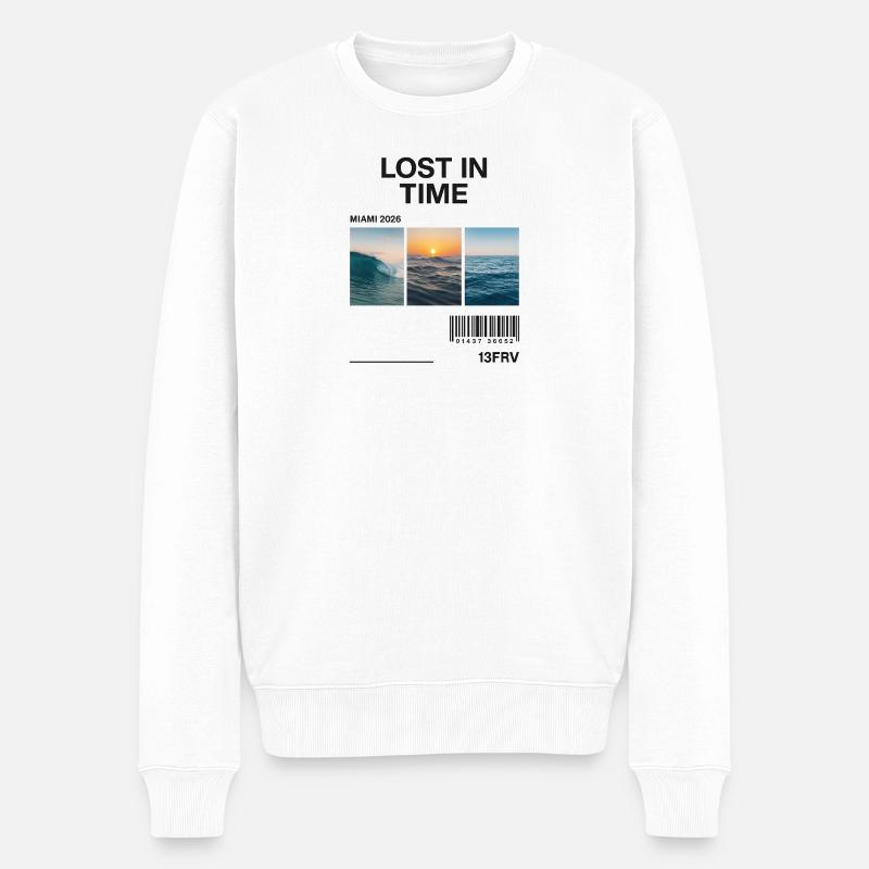 Verlorene Zeit: Miami Waves Triptychon - Männer Premium Bio Pullover - Weiß