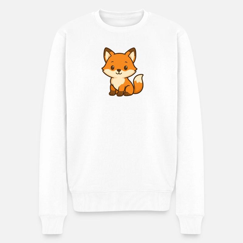 Niedlicher Fuchsbär Kinderdesign - Männer Premium Bio Pullover - Weiß
