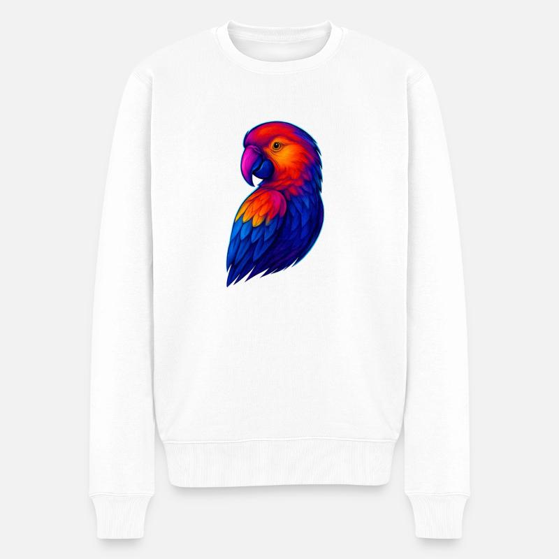Illustration de perroquet arc-en-ciel vif - Pull Premium bio Homme - blanc