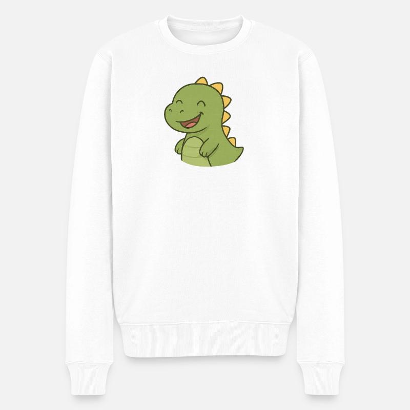 Lachender_Dino - Männer Premium Bio Pullover - Weiß