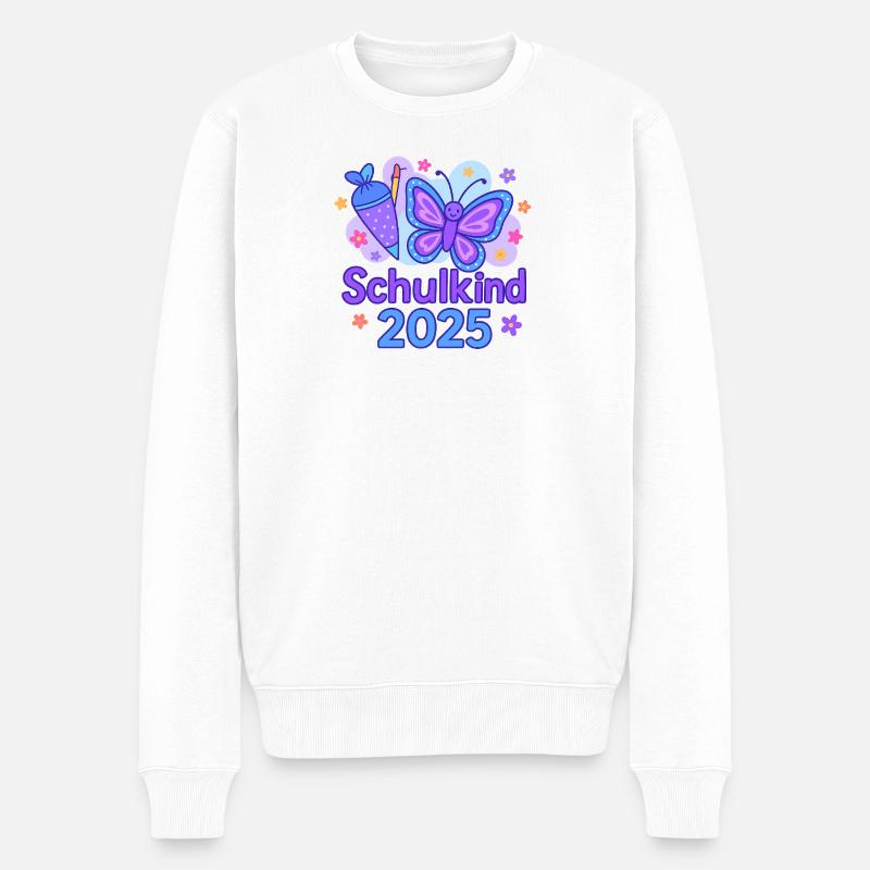 Schulanfang 2025 „Schmetterling“ - Männer Premium Bio Pullover - Weiß