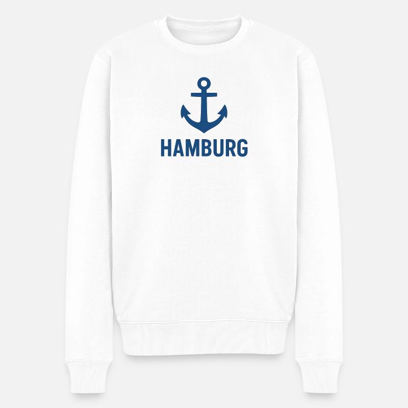 Hamburg mit Anker - Männer Premium Bio Pullover - Weiß