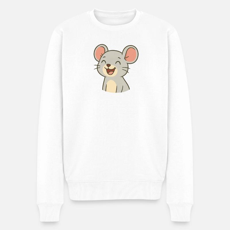 Lachende_Maus - Männer Premium Bio Pullover - Weiß