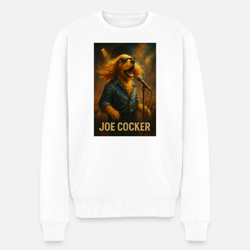 Joe Cocker - Männer Premium Bio Pullover - Weiß