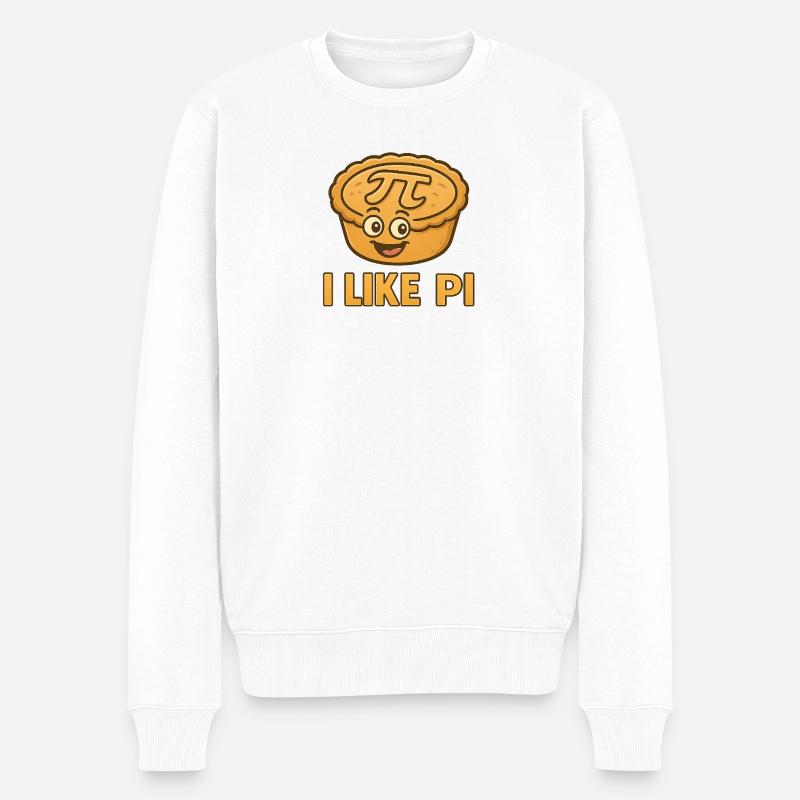 Gâteau Pi avec un visage amusant - Pull Premium bio Homme - blanc
