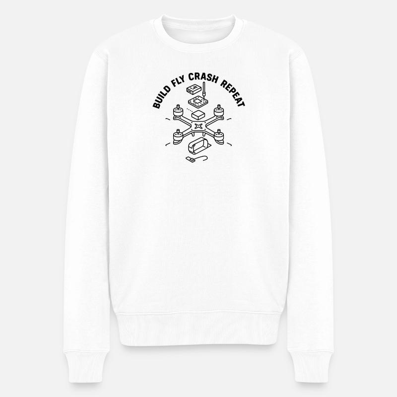 Flugzeugbau Drohnen Design - Männer Premium Bio Pullover - Weiß