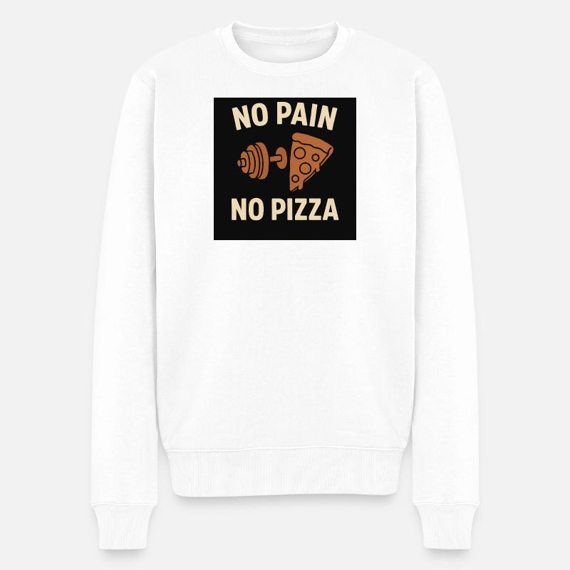 Humorvolles Pizzazitat mit Muskelmuster - Männer Premium Bio Pullover - Weiß