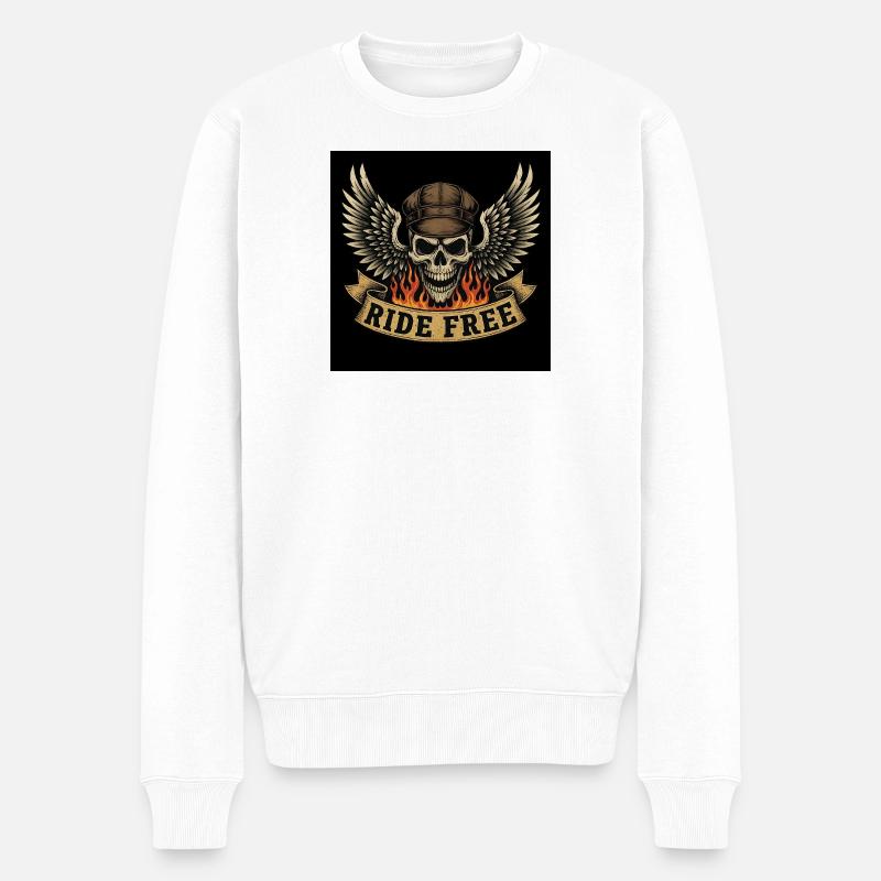Conception de crâne de motard - Pull Premium bio Homme - blanc