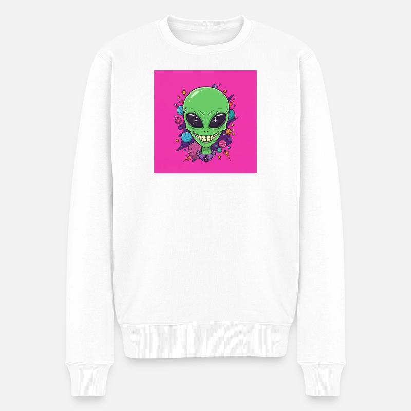 Alien Smile Cosmics - Männer Premium Bio Pullover - Weiß
