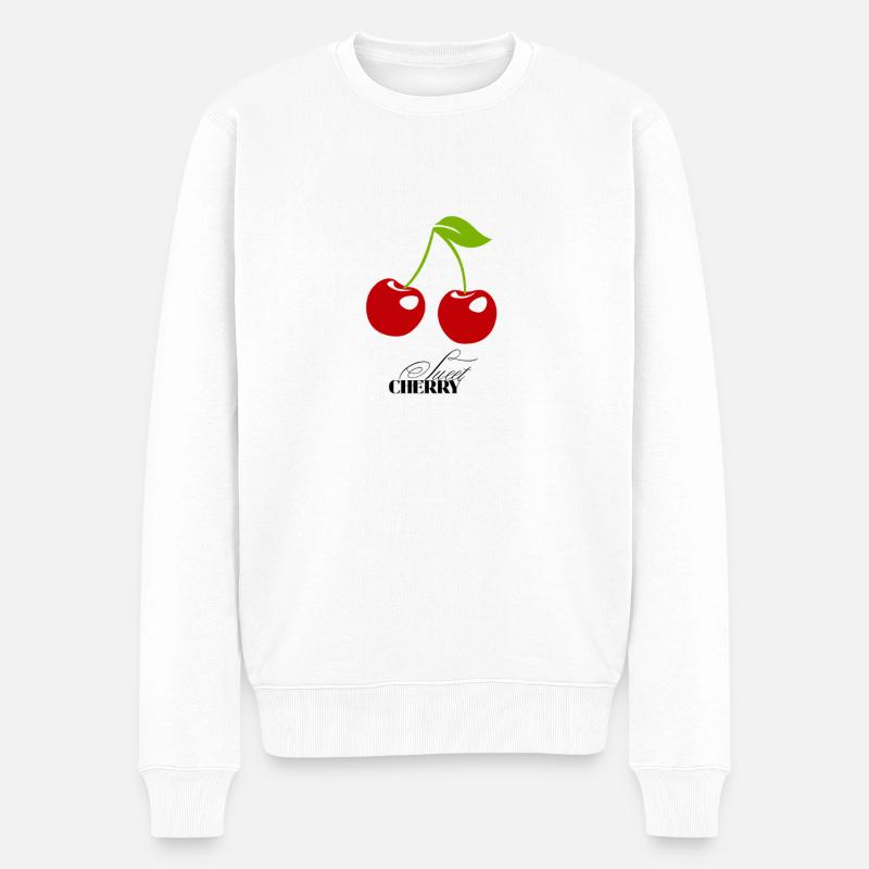 Klassische Kirschen Illustration - Männer Premium Bio Pullover - Weiß